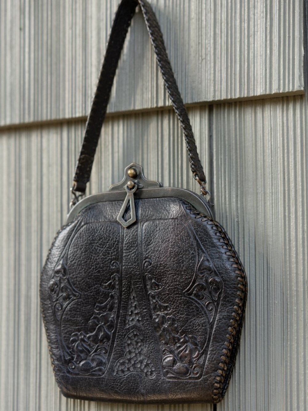 Tooled Leather Frame Bag